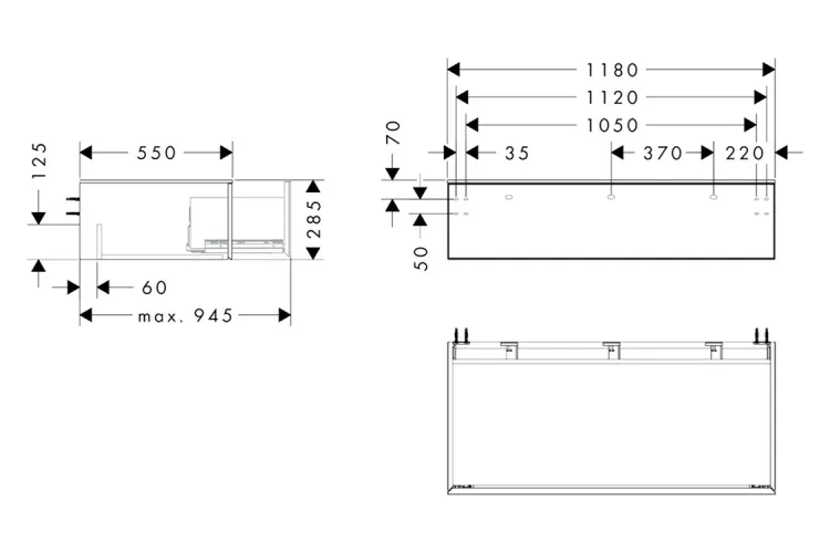 Тумба Xevolos E 1180/550 з 1 шухлядою та стільницею Matt White/Front Metallic White (54325320) зображення 3