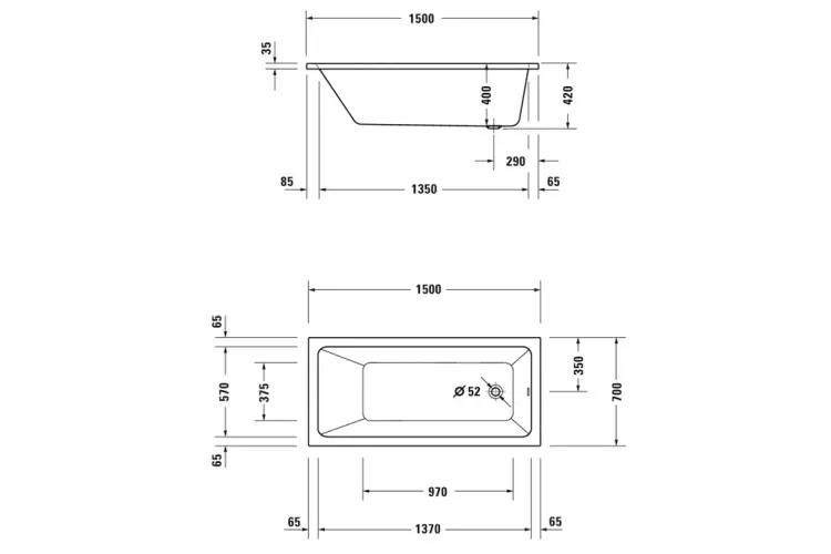 DURAVIT No.1 Ванна пристінна 150x70 см з переливом (700487000000000) image 5