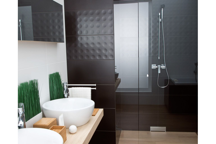 дизайн чорно-білої ванної кімнати плиткою PARADYZ MODUL/PURIOПОМПЕЇ. Фото 2