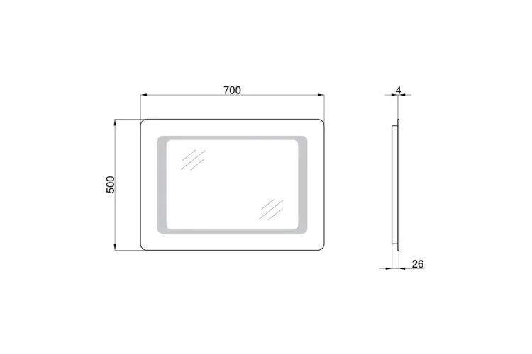 Qtap Leo Дзеркало 700х500 прямокутне, LED reverse image 2