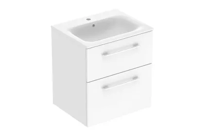 Тумба +  умивальник SELNOVA SQUARE SLIM, 60 см, білий глянець (501.236.00.1)