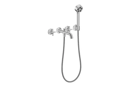 Змішувач AXOR One 220 для умивальника зі стіни, Stainless Steel Optic (48120800)