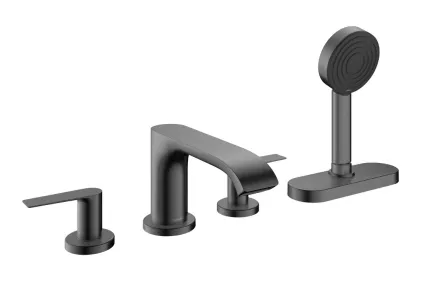 Змішувач Vivenis врізний на край ванни 4 отв з sBox, Brushed Black Chrome (75444340)