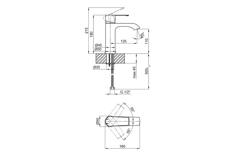 QT Zelnava 1050101G Змішувач для умивальника Graphite зображення 4