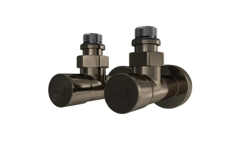 К-кт кутових круглих кранів для радіаторів 2 шт бронза зображення 1