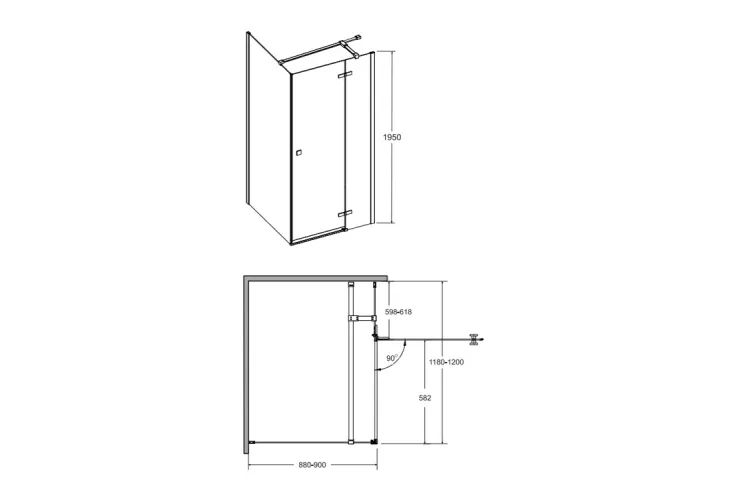 Кабіна прямокутна PIXA 120x80x195 права, скло прозоре, профіль хром image 3