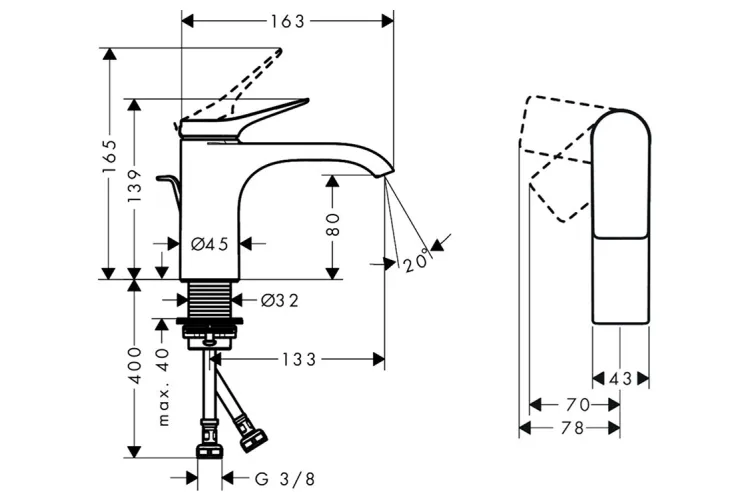 Змішувач Vivenis 80 CoolStart для умивальника з д/к pop-up, Brushed Bronze (75014140) зображення 3