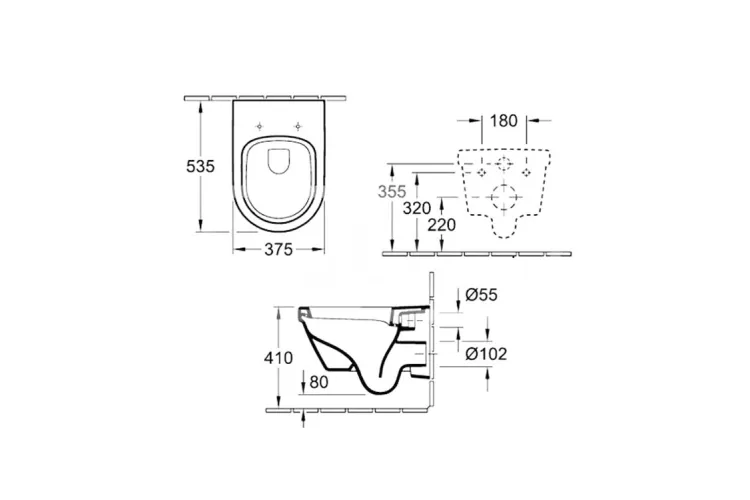 ARCHITECTURA Унітаз підвісний Rimless 53 см + сидіння 98M9C101 (5684HR01) image 5