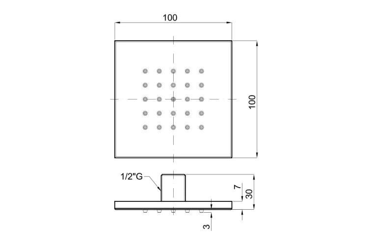 SQUARE Бокова форсунка для душу, підключення 1/2",  хром (100065936)  image 3