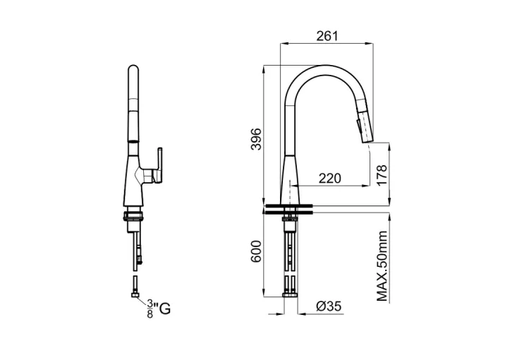 ROUND ECO N, Змішувач кухонний з витяжним виливом, chrome (100353754) image 2