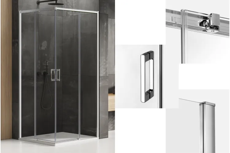 Душова кабіна квадратна PRIME 100x100x200 скло clear ACTIVE SHIELD 6мм image 1