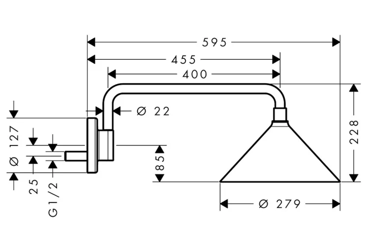 Верхній душ Axor 240 2jet з тримачем Brushed Red Gold (26021310) зображення 2