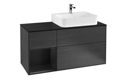 FINION Тумба під умивальник 120x60,3x50,1 Walnut Veneer/Black Matt Lacquer (F142PDGN)