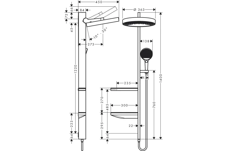 Душова система Rainfinity Showerpipe 360 1jet, Chrome (26842000) image 2