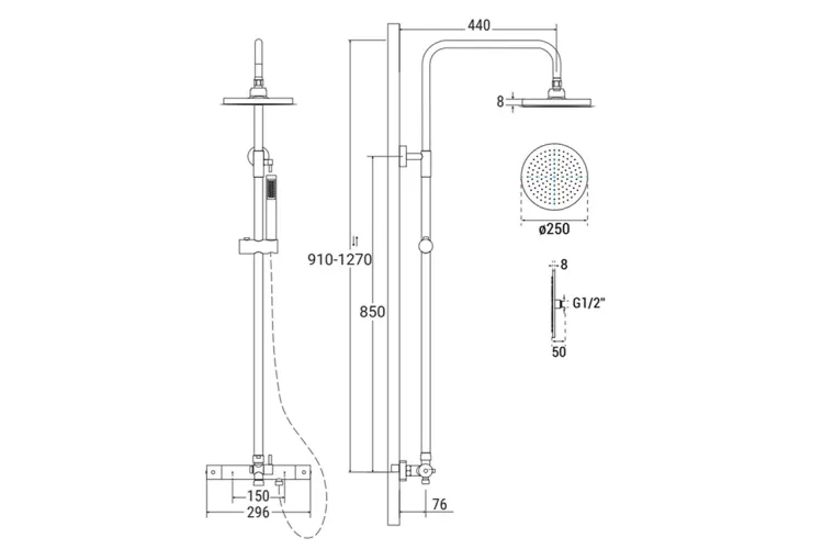 Душова система з термостатом DECCO/ILLUSION графіт image 2
