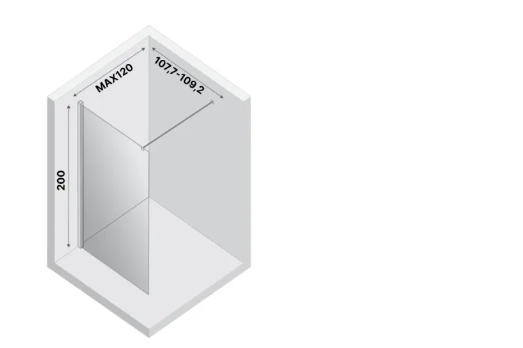 Душ. кабіна walk in NESTA GOLD BRUSHED 110x200 скло clear glass ACTIVE SHIELD 8mm image 3