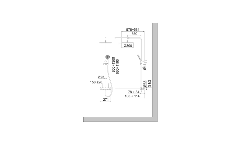 TEC ROUND Душова система з термостатом з технологією savetouch, чорна (100245943) зображення 4