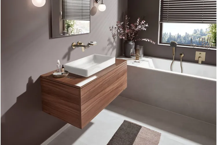 Змішувач Vivenis 195 для умивальника зі стіни, Brushed Bronze (75050140) зображення 2