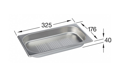 Подвесной лоток для кухонной мойки 1/3 325x176x40 из нержавеющей стали (829906K1)