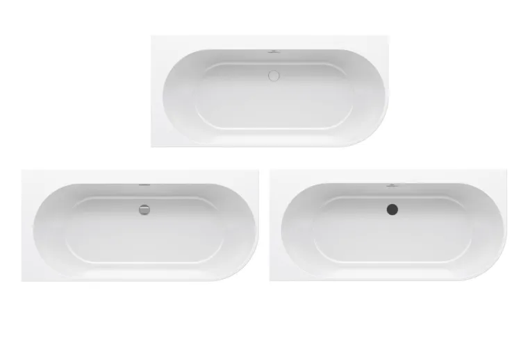 Ванна пристінна Freedom Corner 170х80 L (перелив/злив білий,чорний,хром) біла, XC00100041 image 2