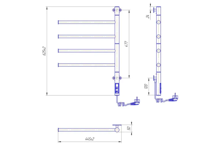 Рушникосушка ЕЛЕКТРИЧНА Веєр 600х445/50 TR чорний мат зображення 4