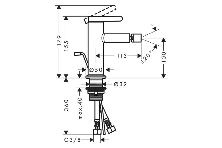 Змішувач AXOR One для біде, Polished Black Chrome (48210330) image 2
