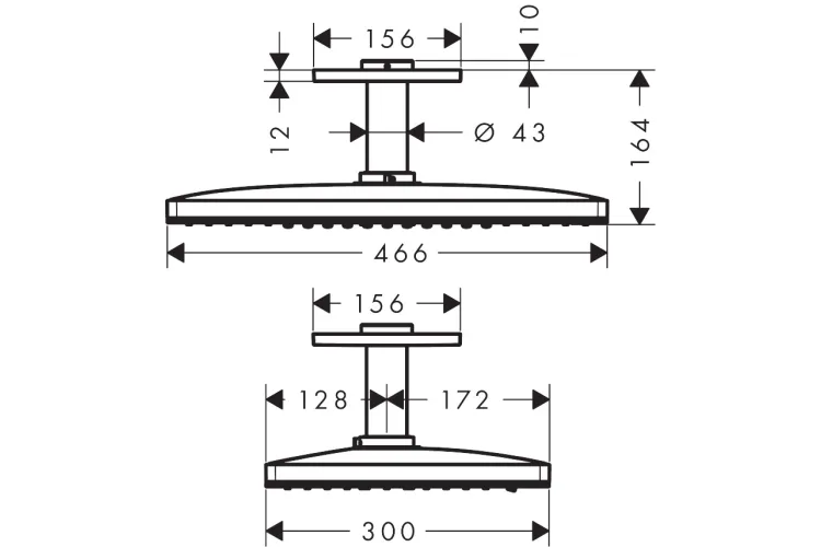 Верхній душ Rainmaker Select 460 3jet 460х300 (24016400) зображення 2