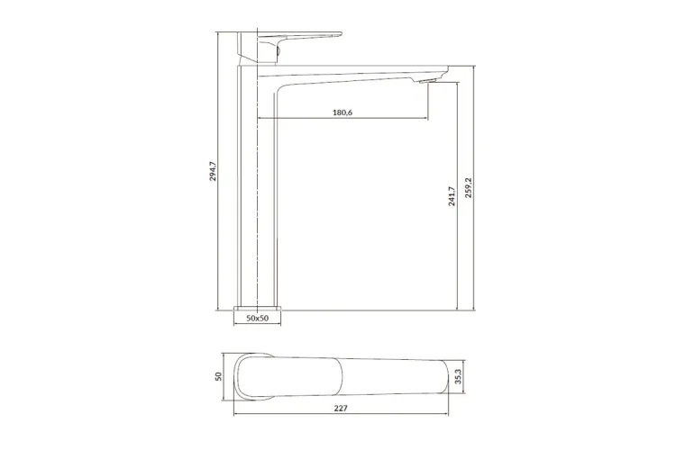 Змішувач для умивальника LARGA, високий, чорний мат image 3