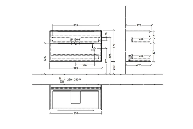 SUBWAY 3.0 Тумба під умивальник 973x576x478 мм Arizona Oak ручки glossy aluminium + 2 LED (C570L0VH) image 6