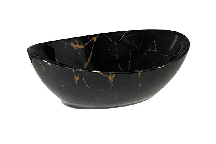 MIEL Умивальник накладний без отвору під змішувач 37x29,5x12, glossy blackgold зображення 3