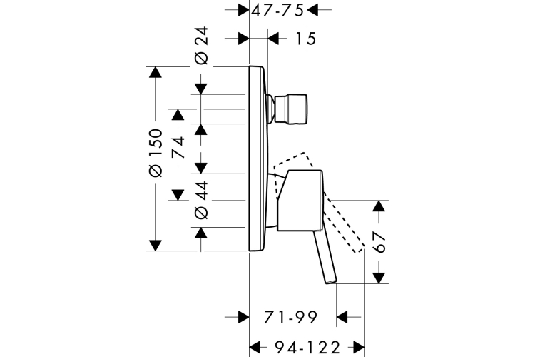 Змішувач Talis S прихованого монтажу для ванни/душу, верхня частина (32475000) image 2