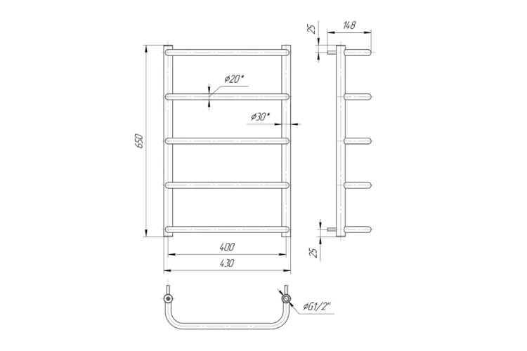 Рушникосушка Стандарт HP 650х430/400 image 2