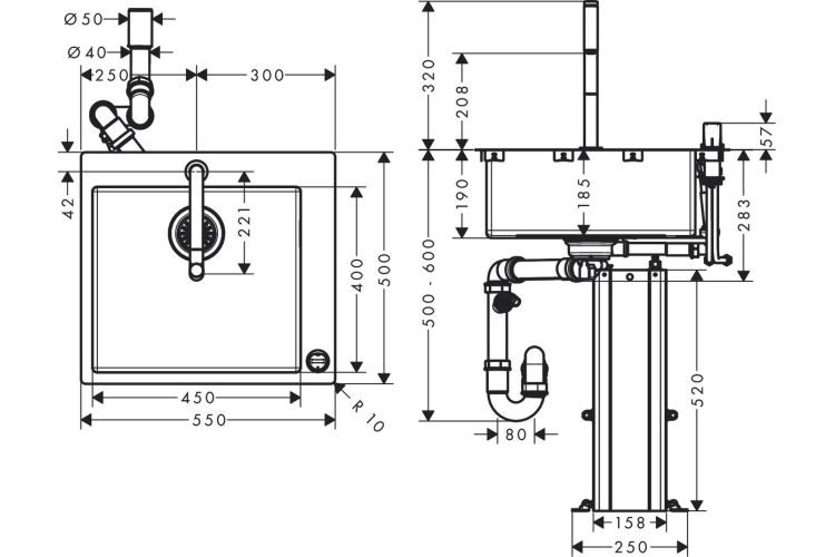Кухонна мийка C71-F450-06 Сombi 550x500 зі змішувачем 2Jet Sbox Stainless Steel (43201800) image 2