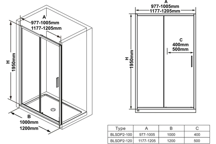 Душові двері BLSDP 2-120 Transparent + чорний (X0PMG0300Z1) зображення 6