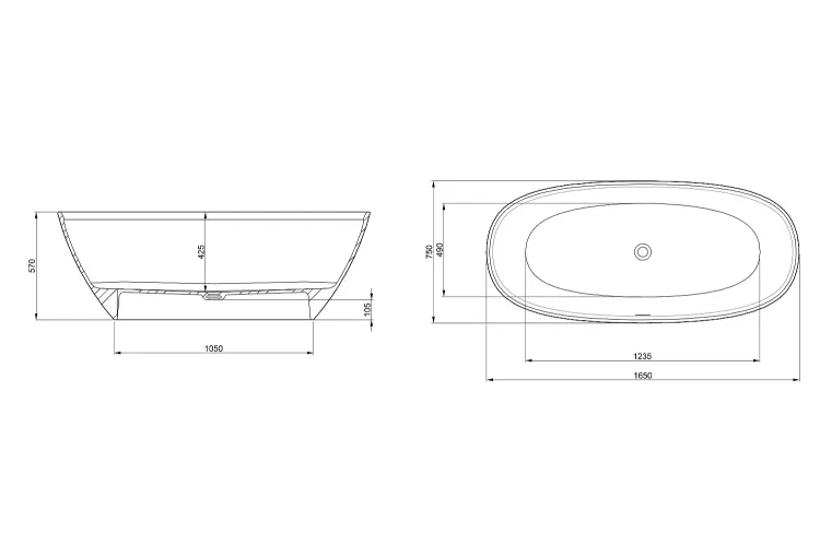 Ванна Roca Ariane 165х75 вільностояча (Stonex) (A248470000) image 7