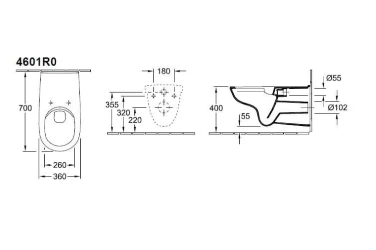 O.NOVO VITA Унітаз підвісний 360x700 mm (4601R001) зображення 5