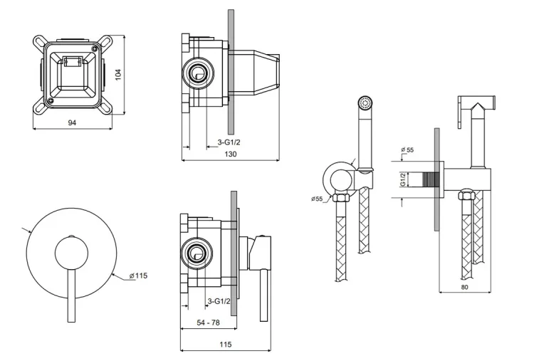 Гігієнічний набір для біде VEO чорний матовий зображення 2