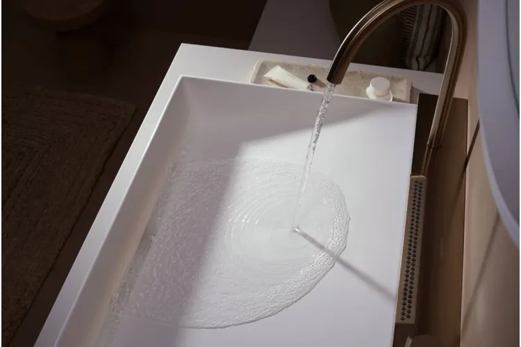 Умивальник Avalegra AquaUnit 580/475 без переливу QuickClean+ зі змішувачем, Brushed Bronze (22472140) зображення 5