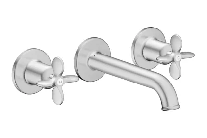 Змішувач Axor Archivio 160 Cross для умивальника зі стіни на 3 отвори, Stainless Steel Optic (34033800)