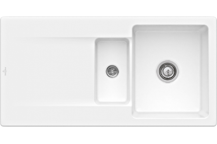 SILUET 60 R Кухонна мийка 100x51x22 см оборотна без отвору під змішувач (333701R1) White Alpine CeramicPlus image 1
