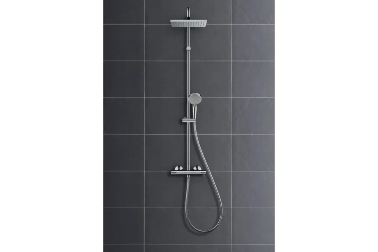 Душова система Vernis Shape Showerpipe 230 1jet з термостатом Matt Black (26286670) зображення 3