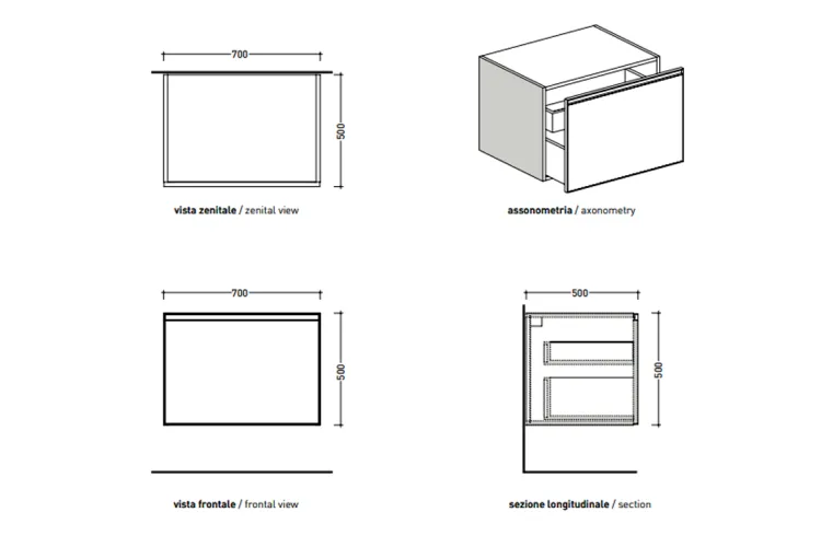 CUBIKA Підвісна тумба під умивальник 70x50x50 см, Grey matt (CKD473LGK) зображення 3