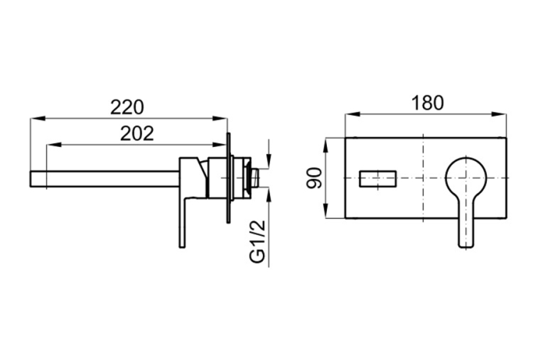 URBAN Зовнішня частина вбудованого змішувача для умивальника без донного клапана, колір - хром (100157418)  зображення 2