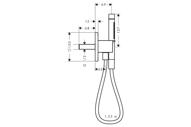 Набір Porter Axor Citterio C 120х120 см з лійкою 2jet та шлангом Textile 1,6, Brushed Red Gold (49626310) image 2