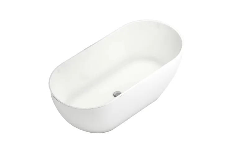 Ванна вільностояча з литого мармуру SENSE 170х80 Gelcoat біла глянцева з сифоном клік-клак image 1