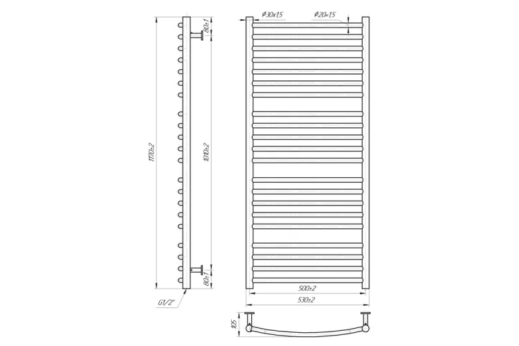 Рушникосушка INOX Фенікс 1170х530/500 сатин зображення 2