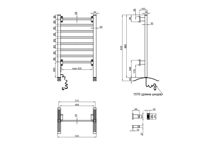 QT Arvin (SIL) 32708 Рушникосушка електрична з таймером ARVIN 910х535 HY  зображення 2