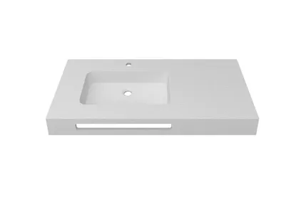 Стільниця NATURAL 110x50x12h з вбудованим умивальником ліворуч і рушникотримачем, White (100298424)