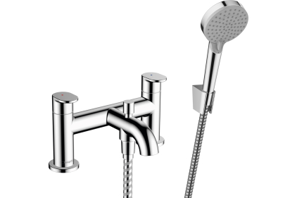 Змішувач Vernis Blend врізний на край ванни на 2 отвори з душовим комплектом, Chrome (71461000)
