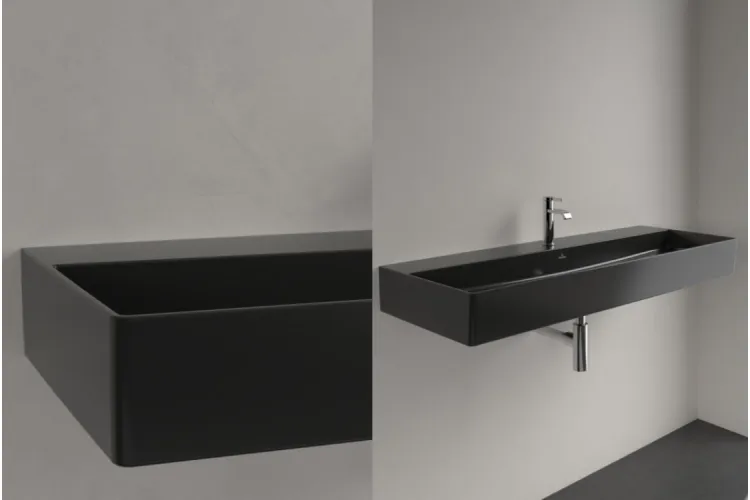 MEMENTO 2.0 Умивальник підвісний 1200x470 мм б/п Pure Black CP з отвором під змішувач (4A22CHR7) зображення 3
